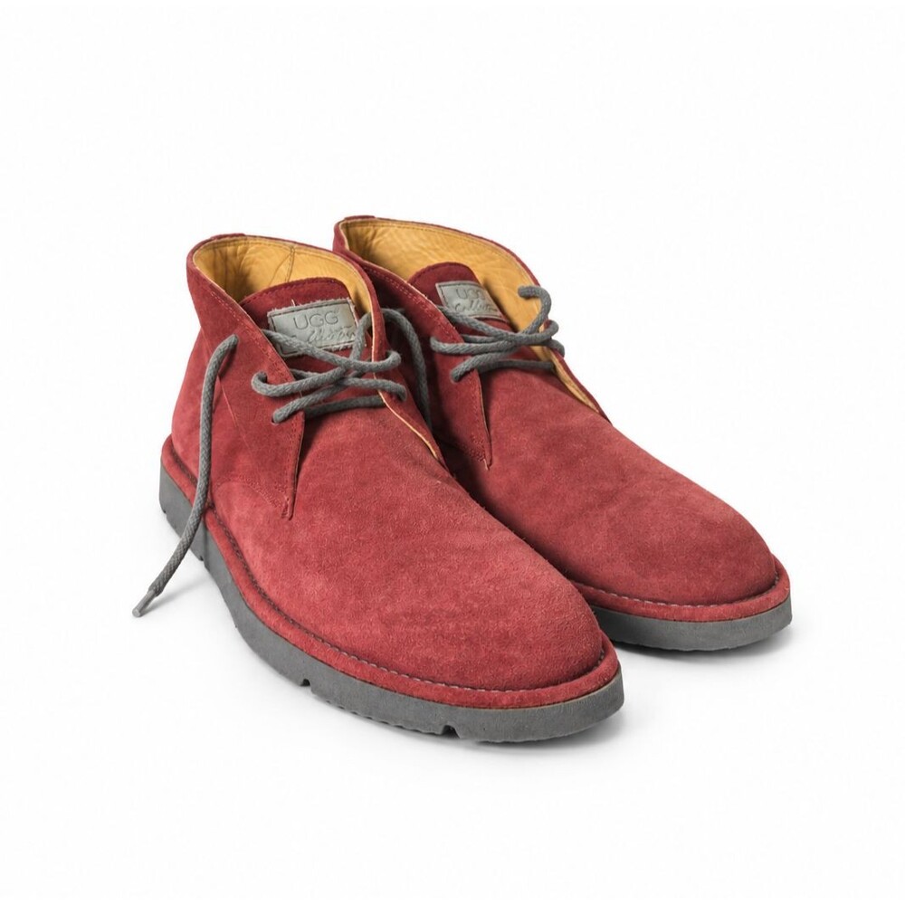 UGG Collection Red Suede Chukka Boots Men 9 Made Italy Rare Luxury Designer